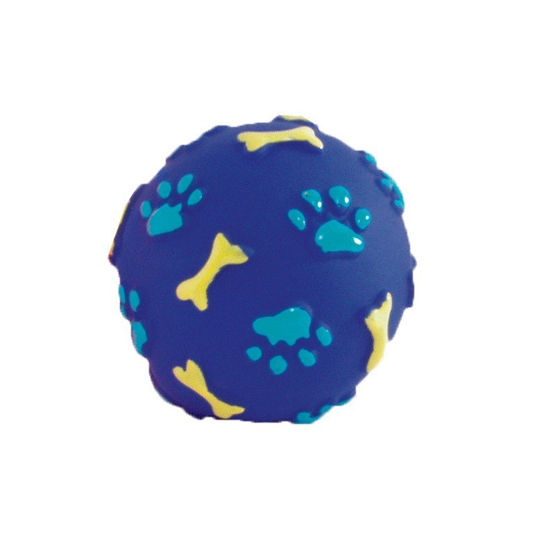 Vinyyli pallo tassu- ja luukuvioinnilla pieni värilajitelma 8 cm
